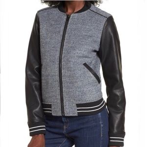 BLANK NYC Faux Leather Grey Bomber Jacket Size XS
